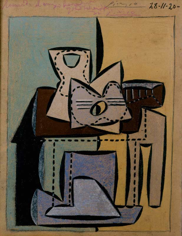 Picasso - Guitare et compotier sur une table carrée